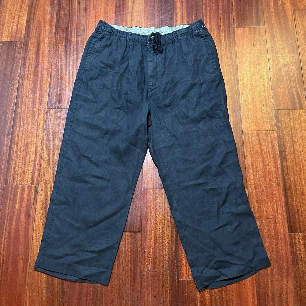28 Palms Pants Mens XL 30 (36x26) 100% Linen Drawstring Casual Resort Cruise